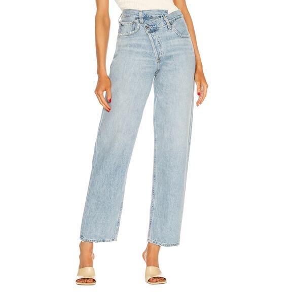 AGOLDE Criss Cross Upsized High Rise Distressed Hem Jean - Suburbia Size 28 - Picture 1 of 11